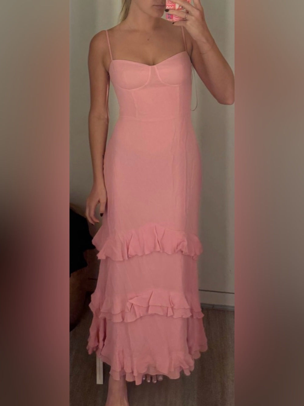 NEW REFORMATION Ellora midi pink sleeveless dress sz 10